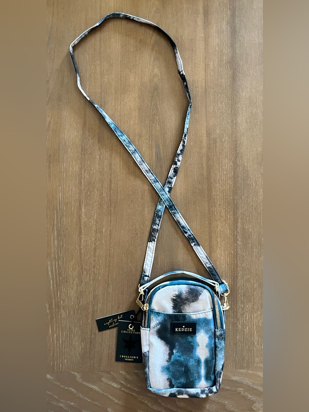 NWT Kedzie Crosstown Crossbody Bag | Blue Watercolor Print